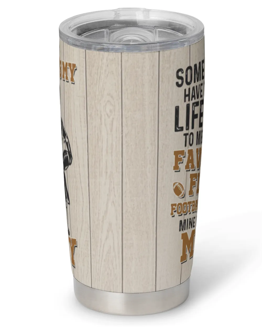 Flag Football Tumbler For Boy - Personalize Name and Number Full Printed Stainless Steel Tumbler (20oz) white 20oz