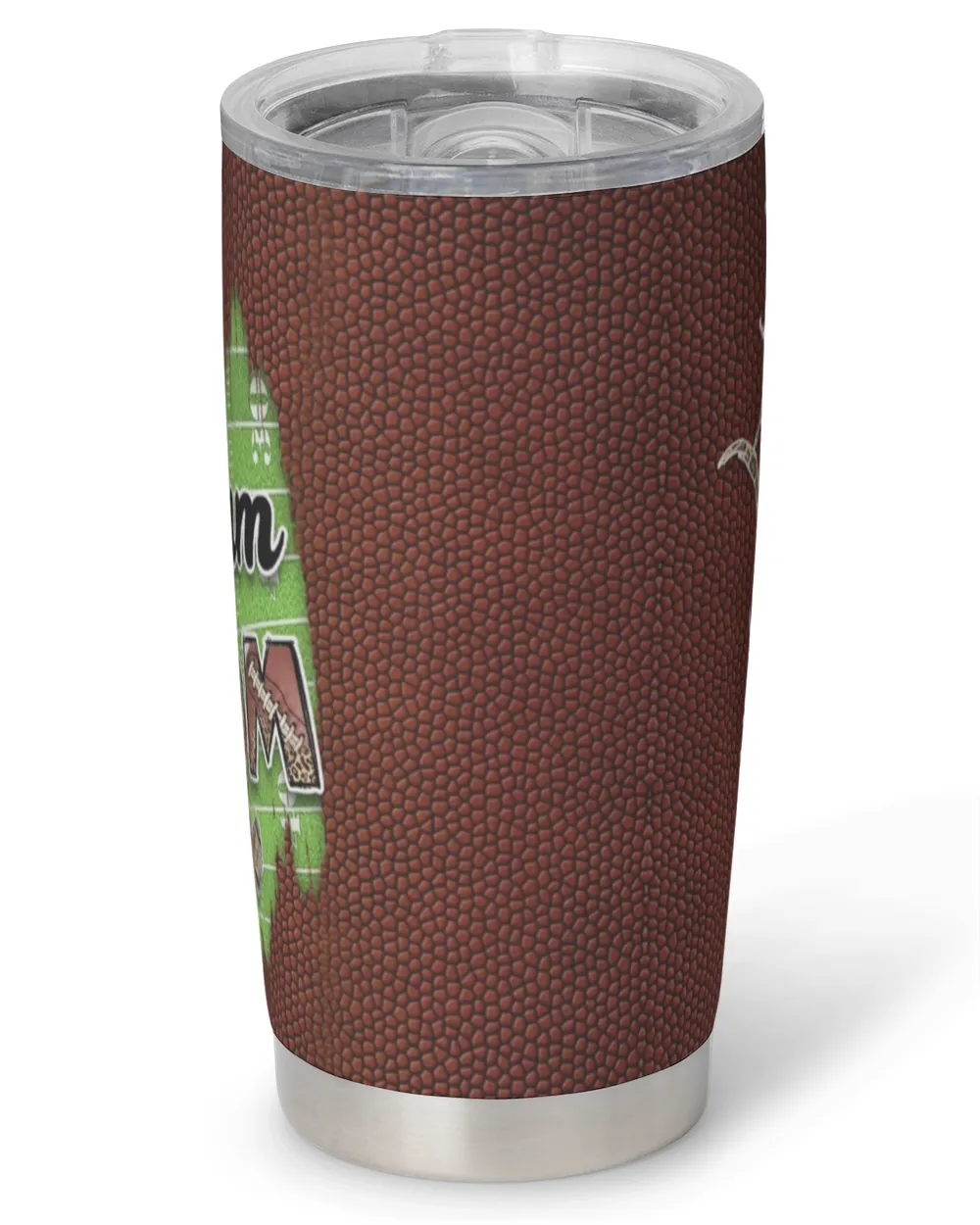 Flag Football Mom Tumbler - My Heart Is On That Field Full Printed Stainless Steel Tumbler (20oz) white 20oz