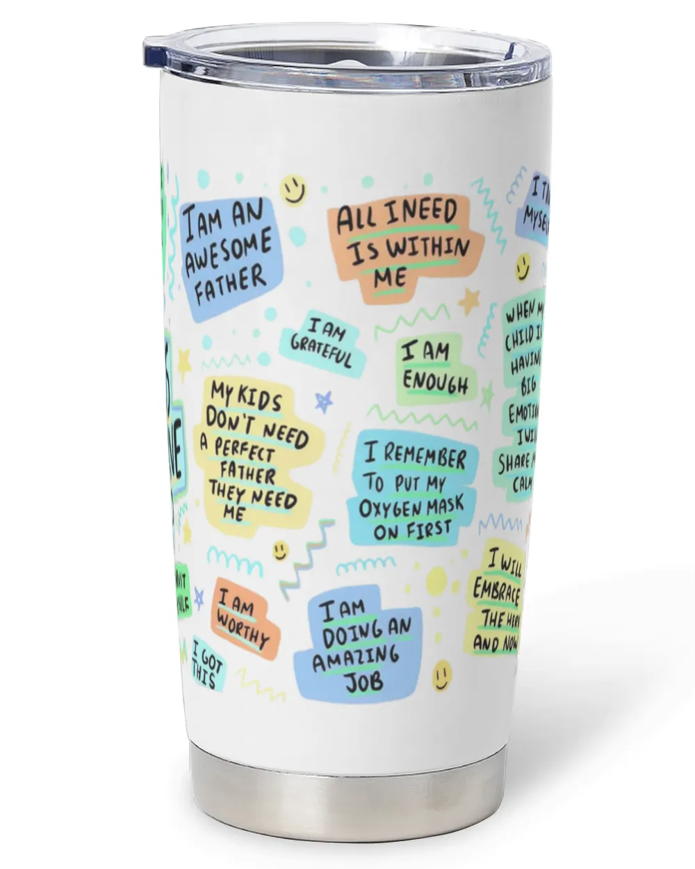 Dads Self Love Cup Full Printed Stainless Steel Tumbler (20oz) white 20