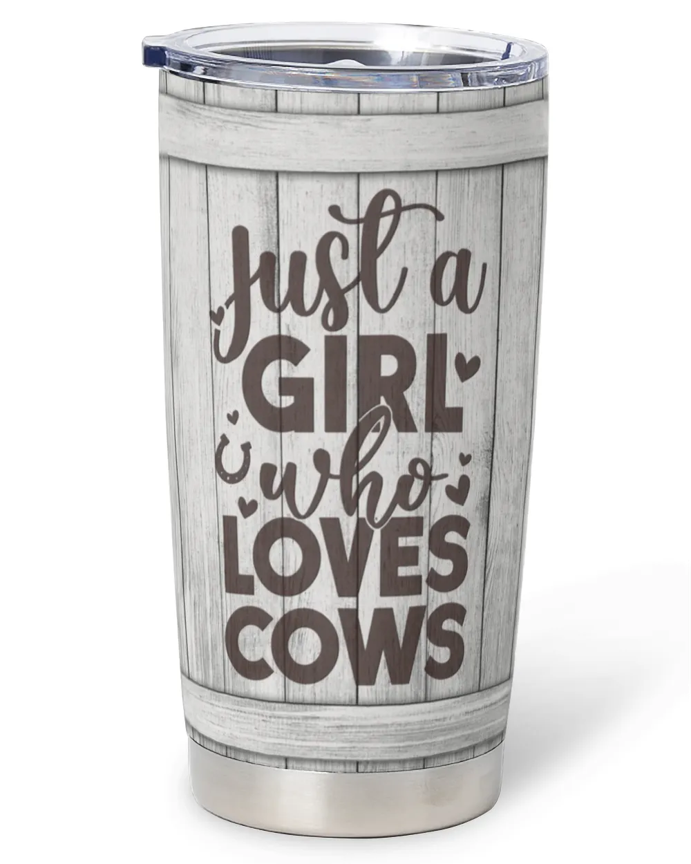 Personalized Just A Girl Who Loves Cows Flower Full Printed Stainless Steel Tumbler (20oz) white 20oz