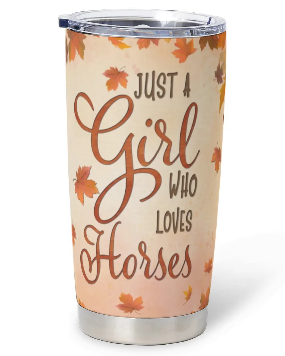 Personalized Just A Girl Who Loves Horses Fall Tumbler Full Printed Stainless Steel Tumbler (20oz) white 20oz