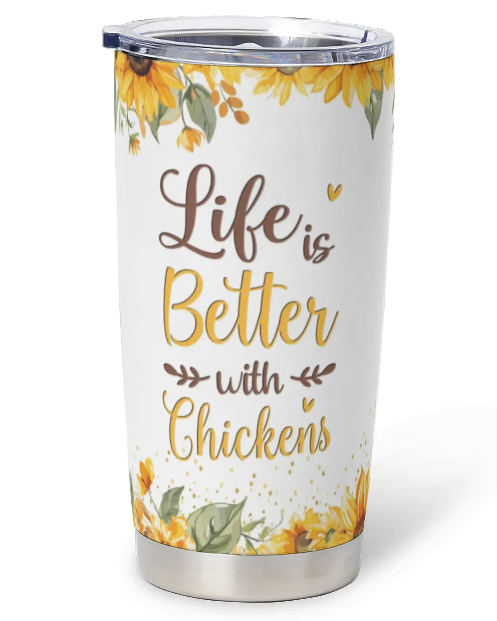 Personalized Life Is Better With Chickens Full Printed Stainless Steel Tumbler (20oz) white 20oz