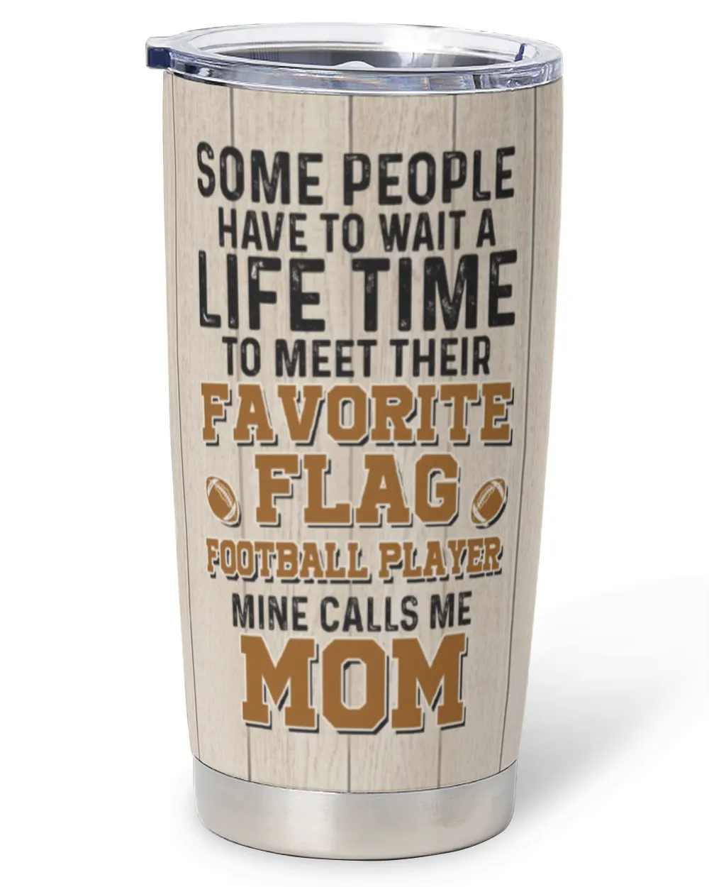 Flag Football Tumbler For Boy - Personalize Name and Number Full Printed Stainless Steel Tumbler (20oz) white 20oz