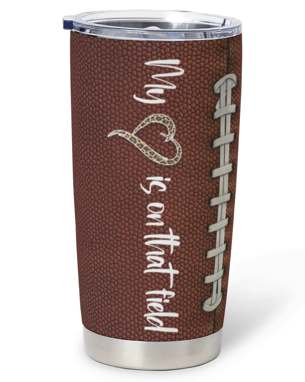 Flag Football Mom Tumbler - My Heart Is On That Field Full Printed Stainless Steel Tumbler (20oz) white 20oz