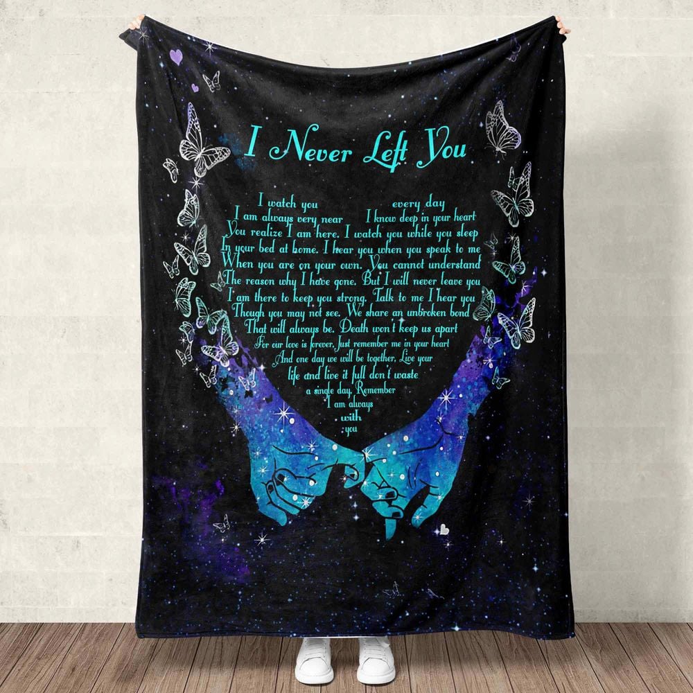 Personalized I Never Left You Dad Memorial Blanket With Pictures Sherpa Fleece Blanket FBL76 Cozy Plush Fleece Blanket white 30x40in