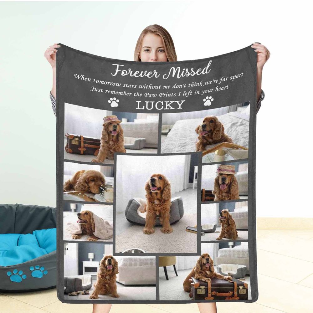 Personalized Forever Missed Dog Pet Memorial Blanket FBL108 Cozy Plush Fleece Blanket white 30x40in