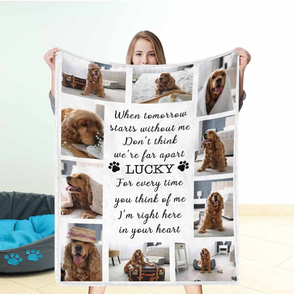 Personalized When Tomorrow Dog Pet Memorial Blanket FBL106 Cozy Plush Fleece Blanket white 30x40in