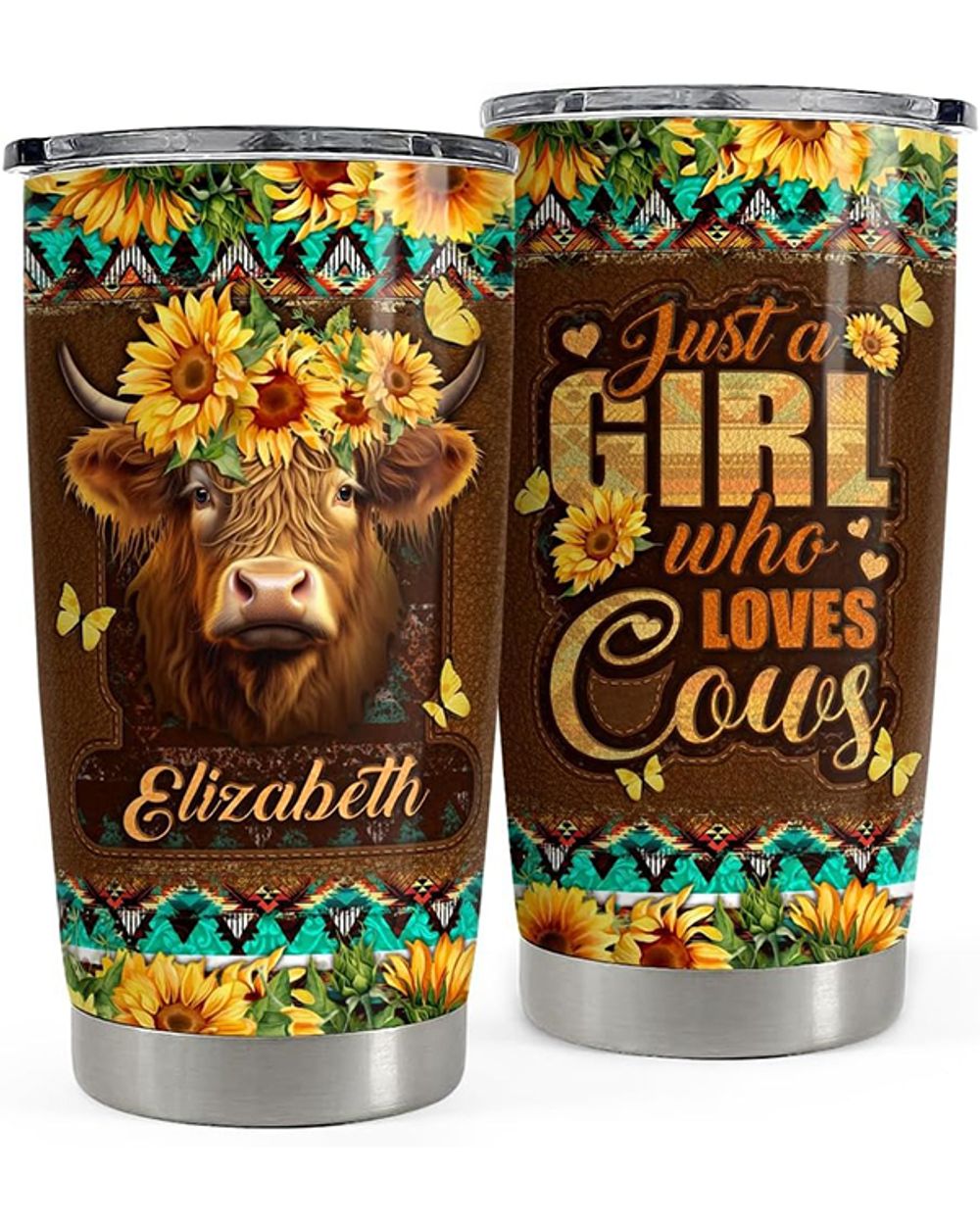 Cow Tumbler 20oz Stainless Steel Full Printed Stainless Steel Tumbler (20oz) white 20oz
