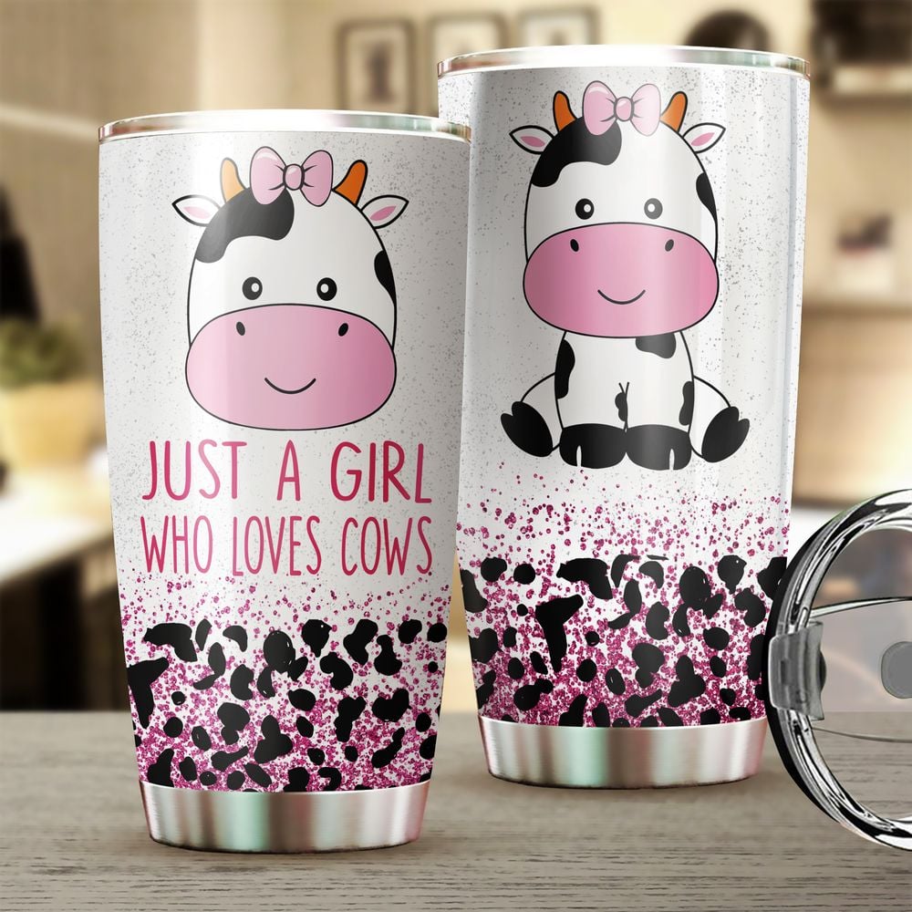 Just A Girl Who Loves Cows Full Printed Stainless Steel Tumbler (20oz) white 20oz
