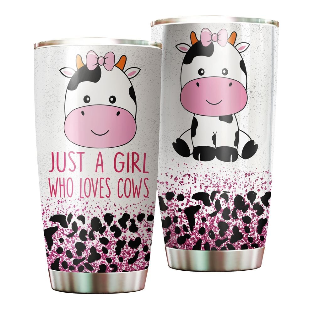 Just A Girl Who Loves Cows Full Printed Stainless Steel Tumbler (20oz) white 20oz