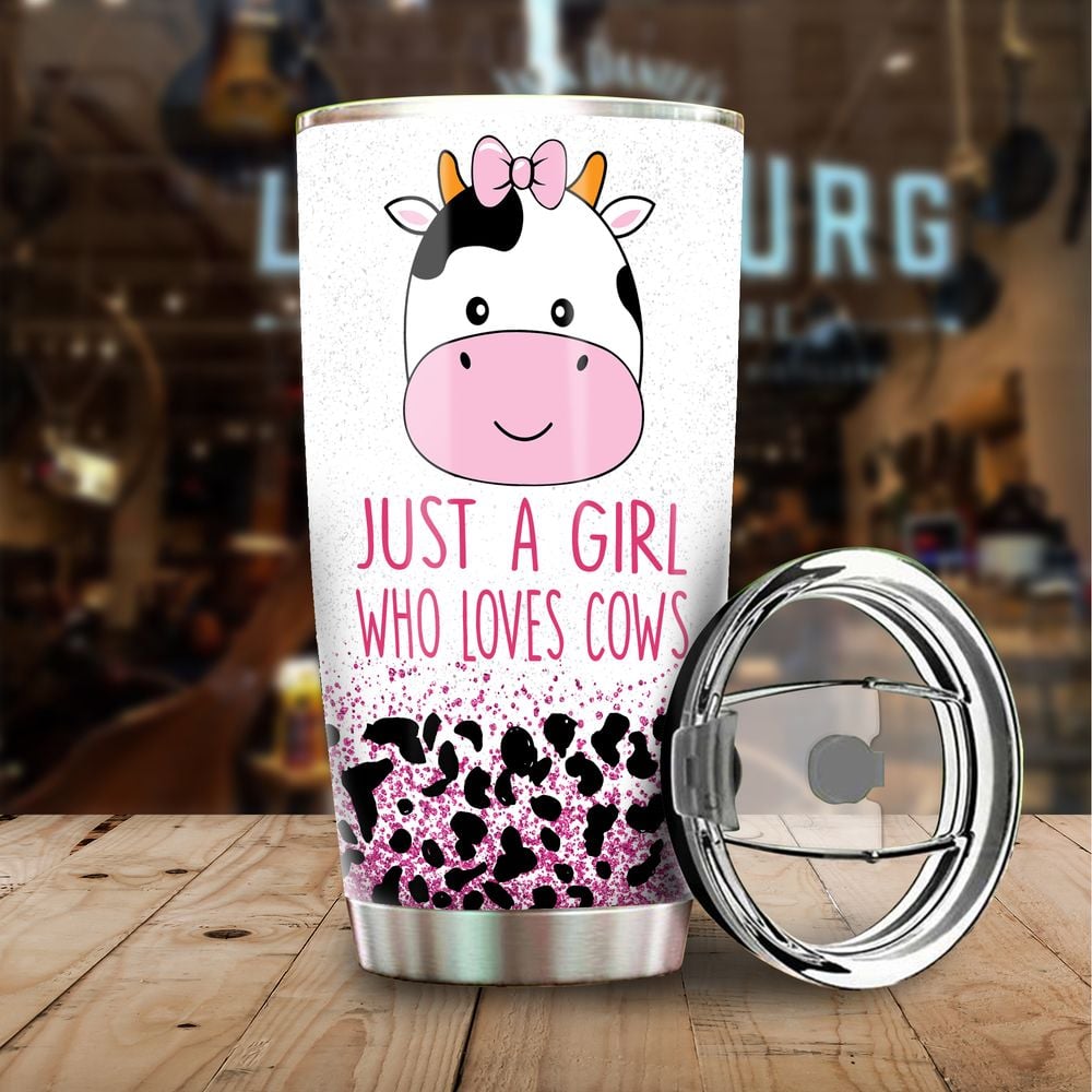 Just A Girl Who Loves Cows Full Printed Stainless Steel Tumbler (20oz) white 20oz