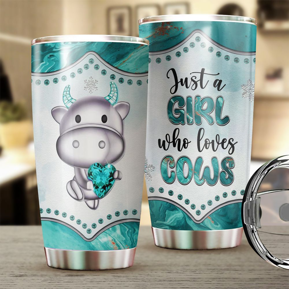 Cow Tumbler With Lid Insulated Travel Cup 20oz Jewelry Style Full Printed Stainless Steel Tumbler (20oz) white 20oz