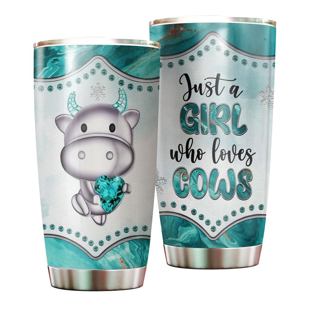 Cow Tumbler With Lid Insulated Travel Cup 20oz Jewelry Style Full Printed Stainless Steel Tumbler (20oz) white 20oz