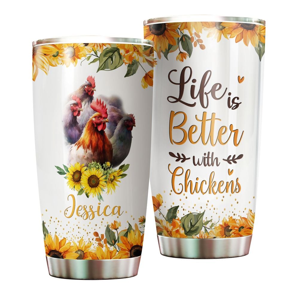Personalized Life Is Better With Chickens Full Printed Stainless Steel Tumbler (20oz) white 20oz