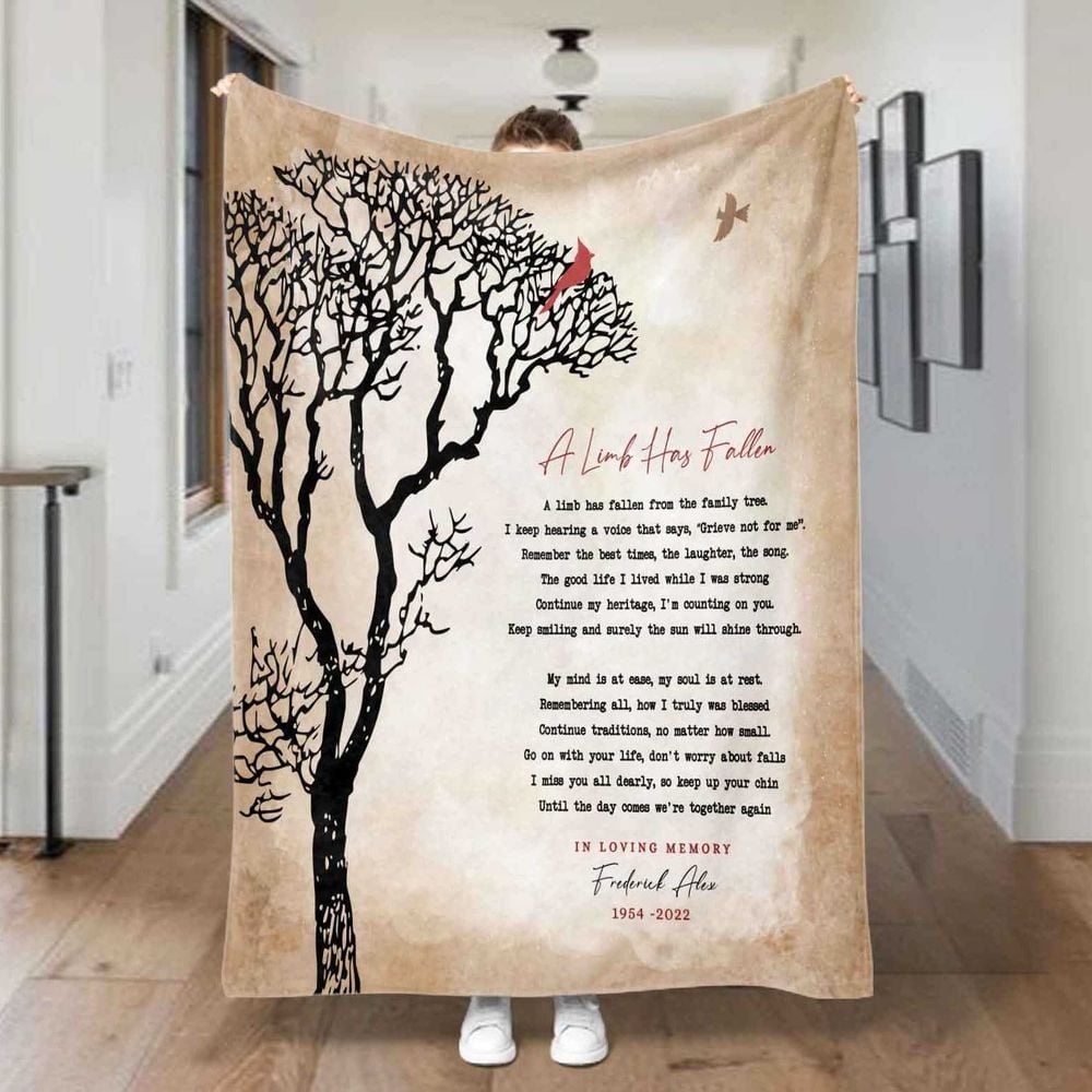 Personalized Name A Limb Has Fallen Memory Memorial Sherpa Fleece Blanket FBL113 Cozy Plush Fleece Blanket white 30x40in
