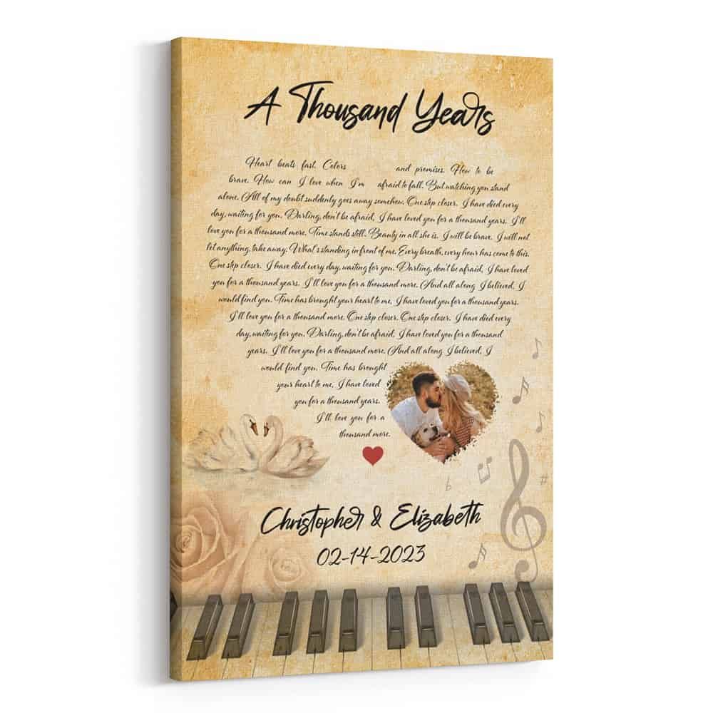 Personalized Custom Song Lyrics Piano Picture Photo Canvas CS96 Ready To Hang Portrait Canvas white 11x14in