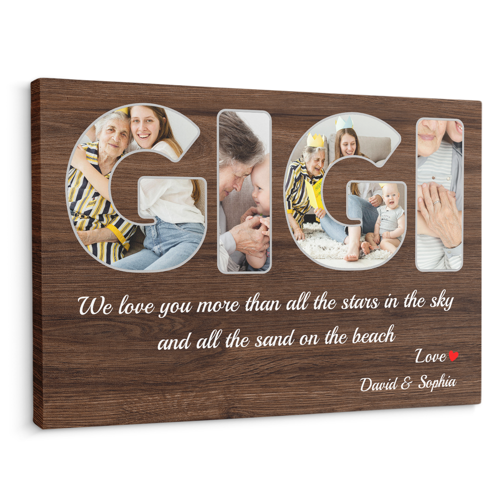 Personalized Custom Grandma Gigi Photo Canvas CS111 Ready To Hang Landscape Canvas white 14x11in