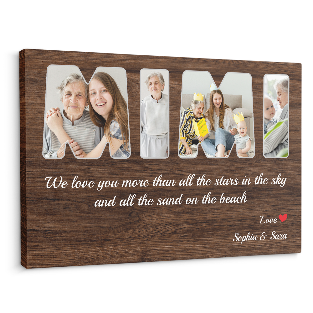 Personalized Custom Grandma Mimi Photo Canvas CS120 Ready To Hang Landscape Canvas white 14x11in