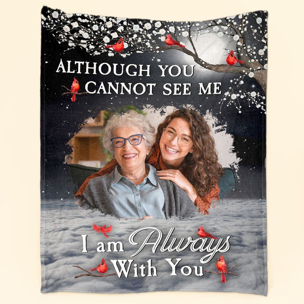 Personalized Photo Memorial I Am Always With You Sherpa Fleece Blanket FBL145 Cozy Plush Fleece Blanket white 30x40in