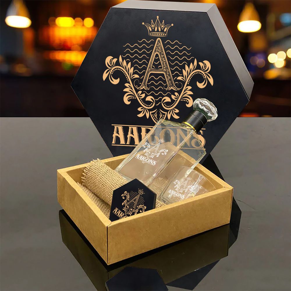 Bulk WDS Decanter Set - 4 Glasses + 4 Coasters one size
