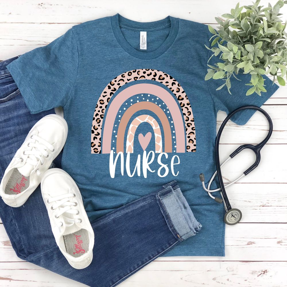 Rainbow Nurse Shirt, Nurse Life, Nurse Gift, Nurse Shirt, Gift For Nurse, Nurse Week, Registered Nurse Shirt, Leopard Print Nurse Shirt