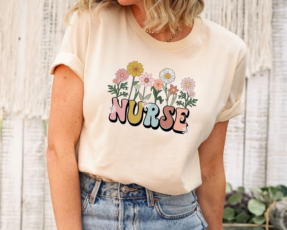 Wildflowers Nurse Shirt, Nurse Shirt For Work RN Nurse Shirt Registered Nurse Shirt Nursing School Tee Cute Nurse Shirt Nurse t-shirt Tshirt