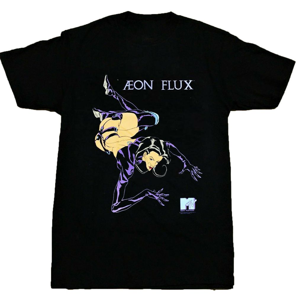 1996 Mtv Aeon Flux Anime Black T-Shirt Cartoon