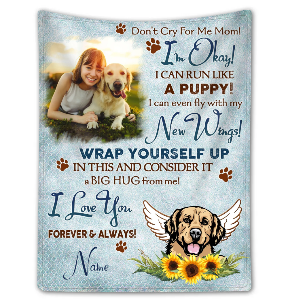 Personalized Custom Dog Pet Memorial Blanket FBL151 Cozy Plush Fleece Blanket white 30x40in