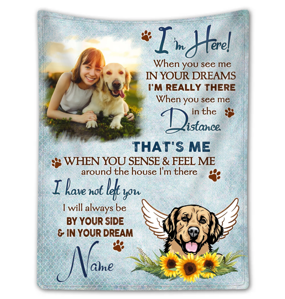 Personalized Custom Dog Pet Memorial Blanket FBL152 Cozy Plush Fleece Blanket white 30x40in