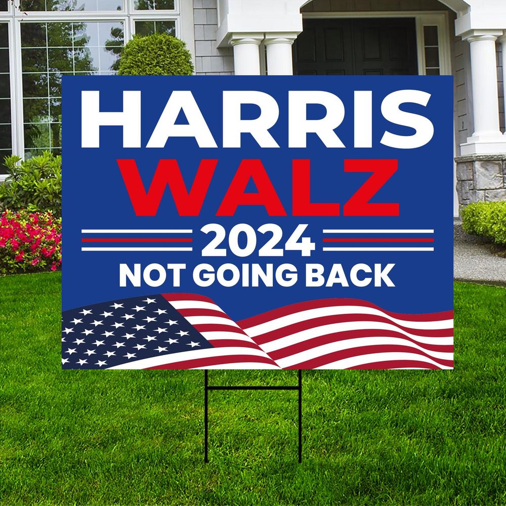 Harris Walz 2024 Flag Made in USA FG38 Yard Sign white 1pack