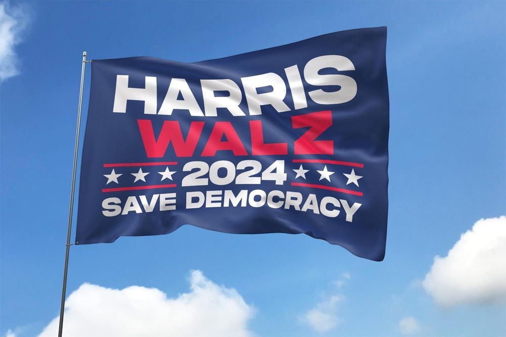 Harris Walz 2024 Flag Made in USA FG32 House Flag white 28x40in