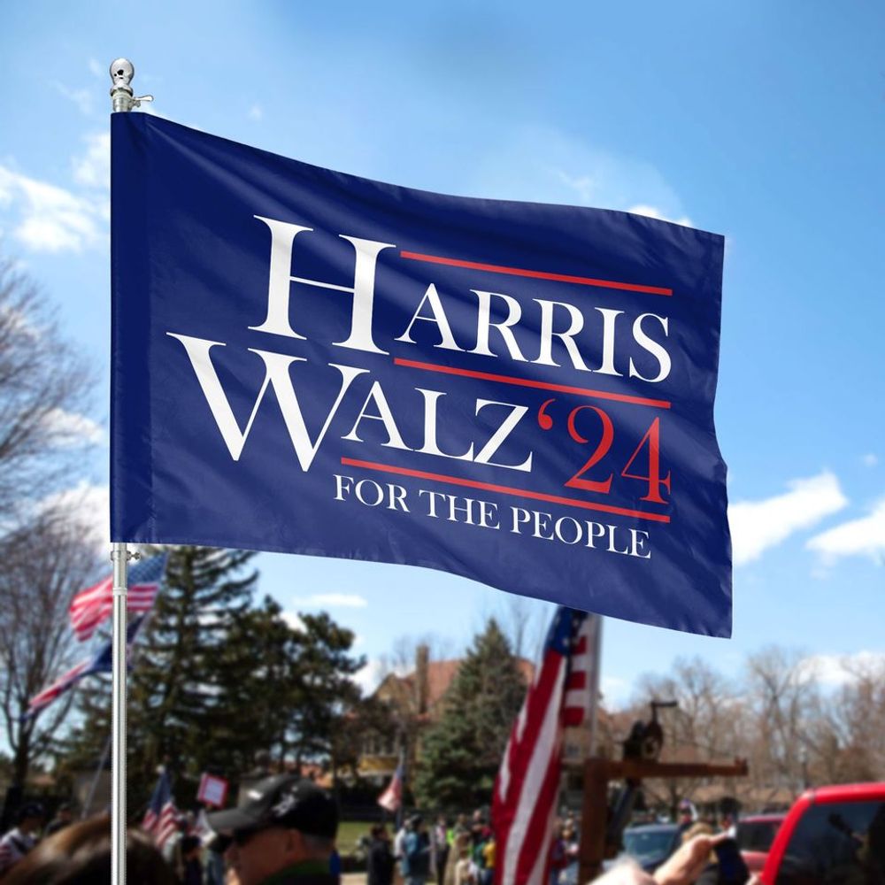 Harris Walz 2024 Flag Made in USA FG40 House Flag white 28x40in