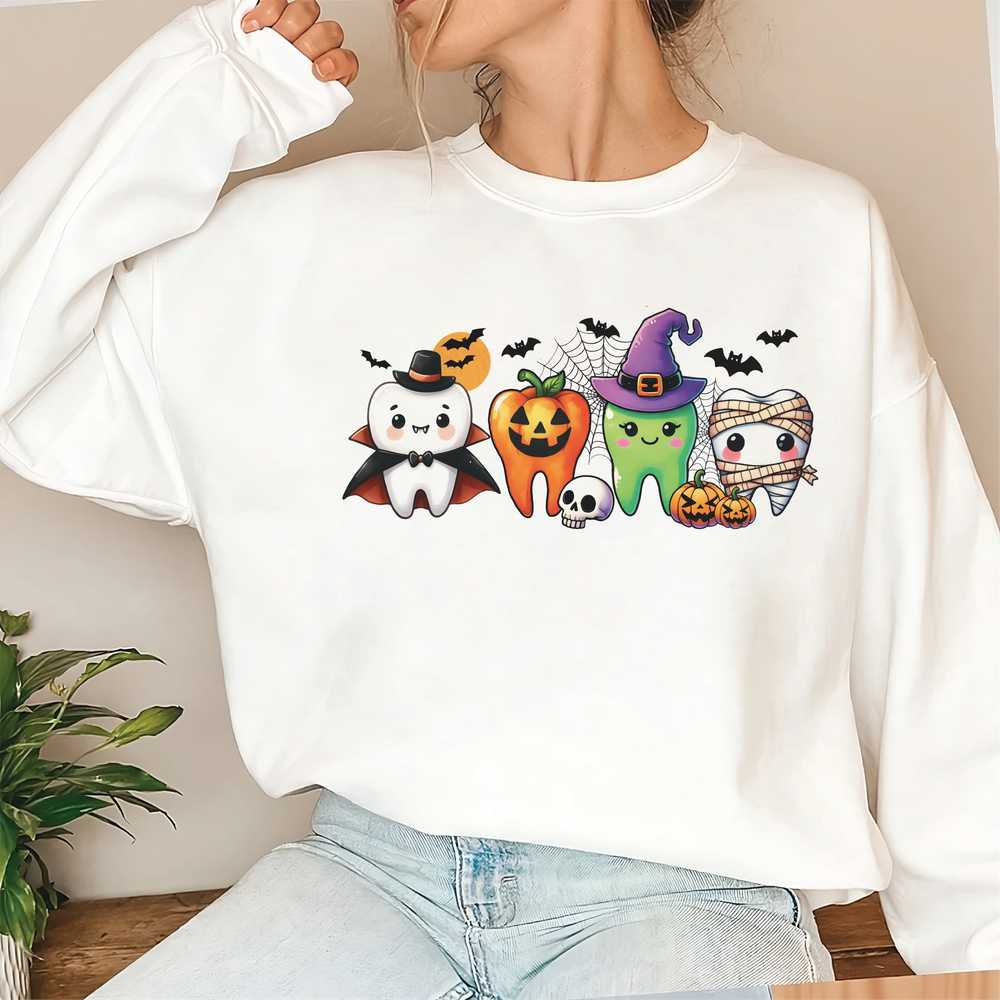 Funny Halloween Dentist Sweatshirt, Halloween Dentist Sweatshirt, Dental Assistance Shirt Gift, Spooky Dentist, Cute Halloween Tooth Shirt Unisex Sweatshirt white s