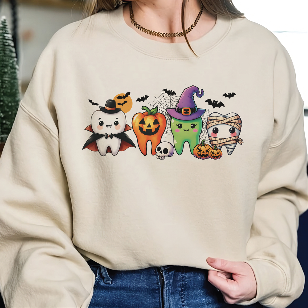 Funny Halloween Dentist Sweatshirt, Halloween Dentist Sweatshirt, Dental Assistance Shirt Gift, Spooky Dentist, Cute Halloween Tooth Shirt Unisex Sweatshirt white s