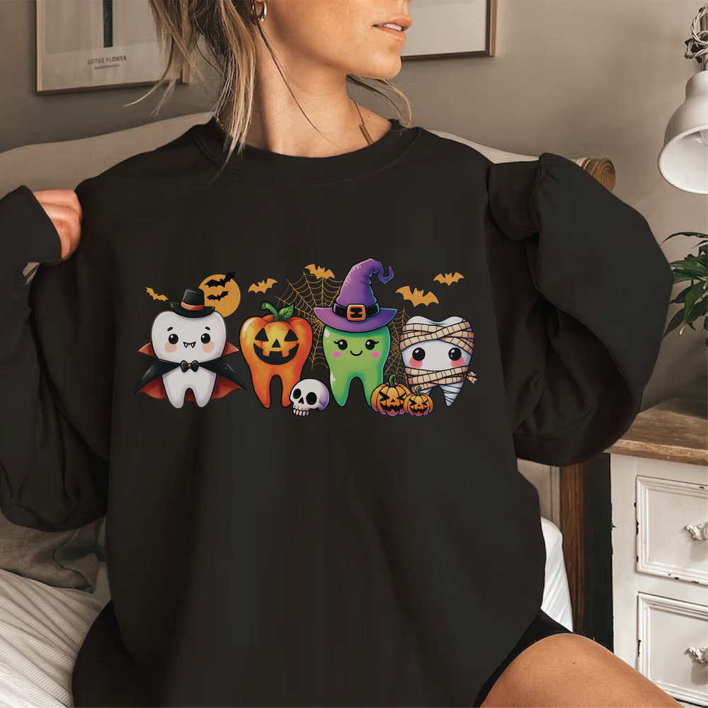 Funny Halloween Dentist Sweatshirt, Halloween Dentist Sweatshirt, Dental Assistance Shirt Gift, Spooky Dentist, Cute Halloween Tooth Shirt Unisex Sweatshirt white s