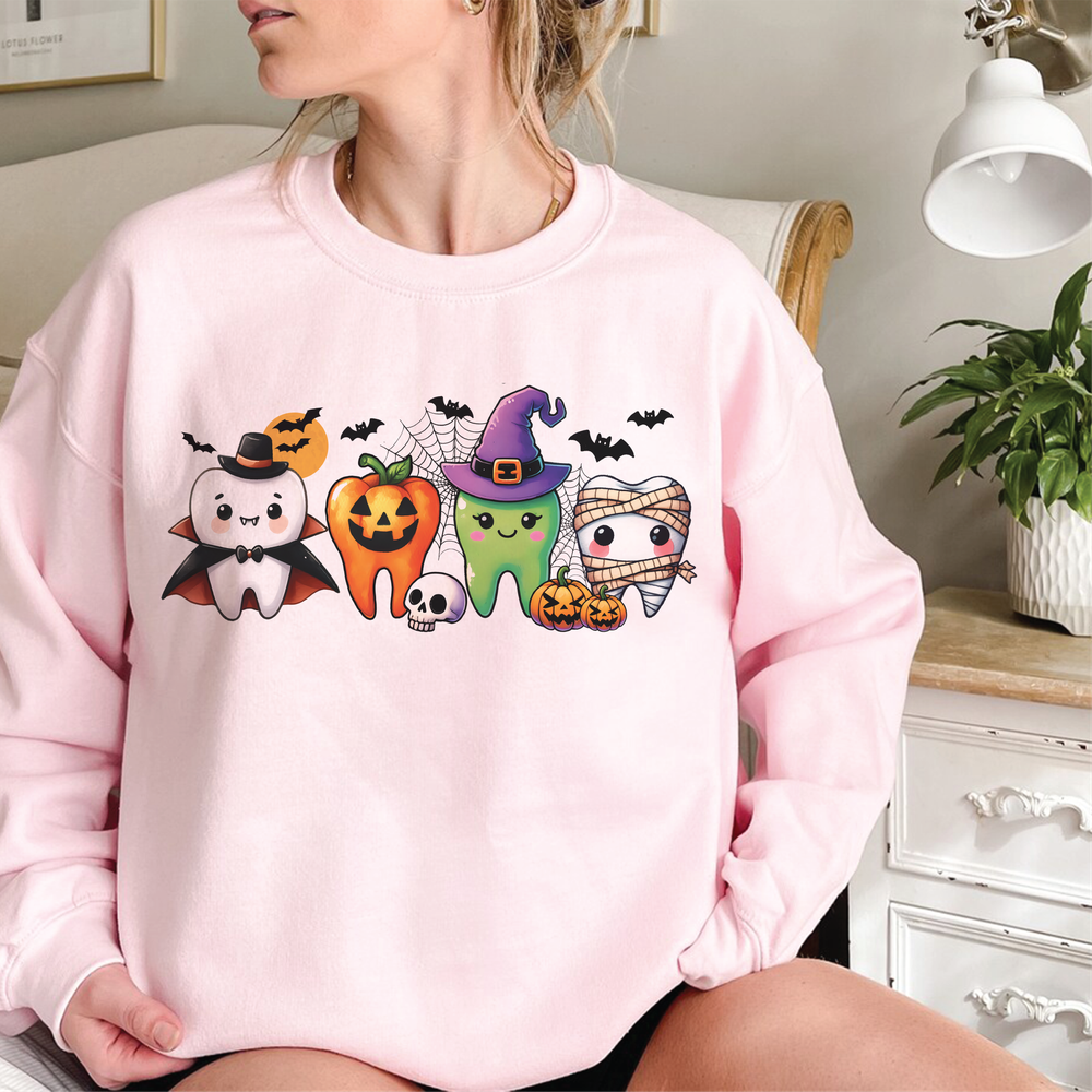 Funny Halloween Dentist Sweatshirt, Halloween Dentist Sweatshirt, Dental Assistance Shirt Gift, Spooky Dentist, Cute Halloween Tooth Shirt Unisex Sweatshirt white s