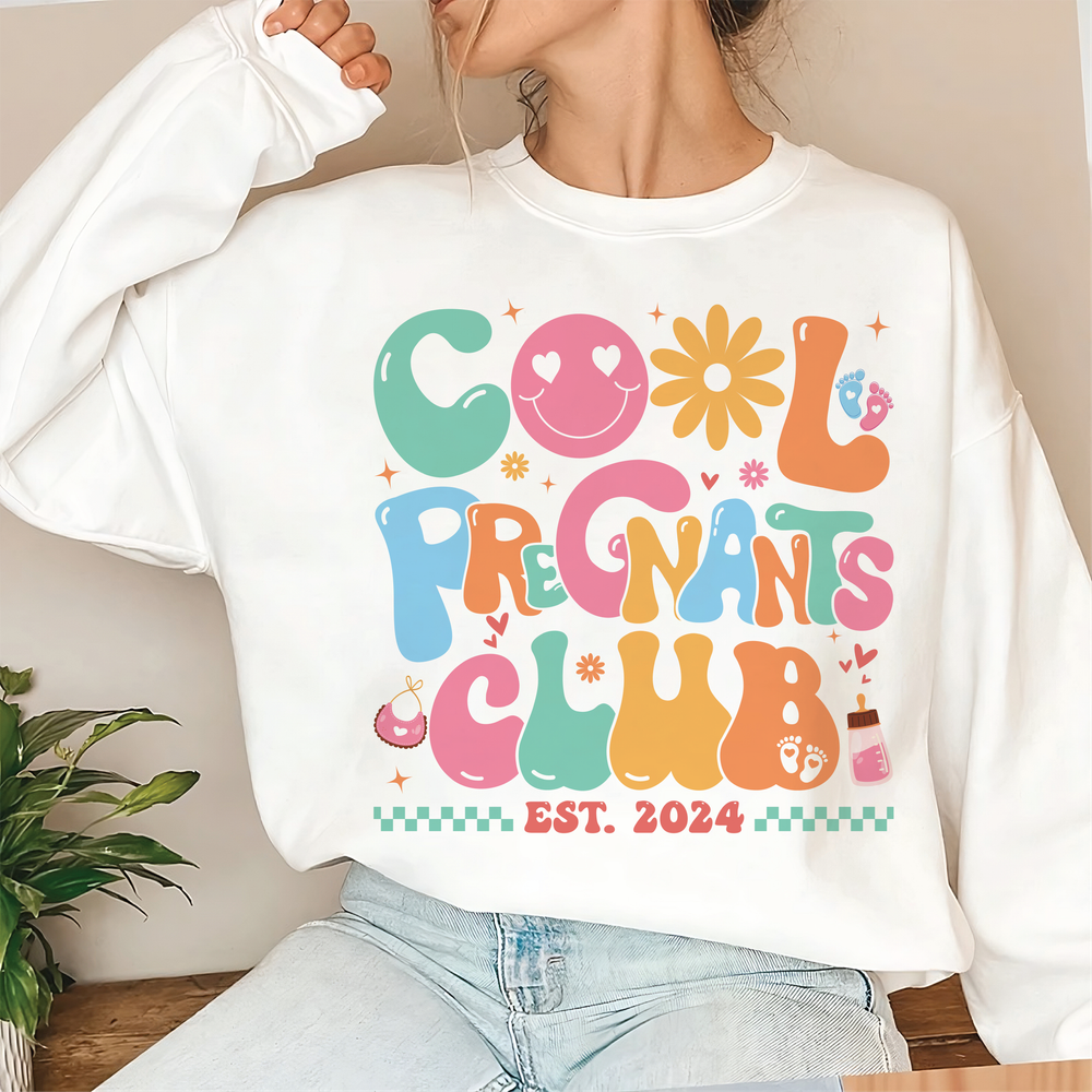 Cool Pregnants Club Sweatshirt, Mom To Be Shirt, Gift for Mom, In My Mom Era Shirt, New Mama Shirt, Mother's Day Gift, Expecting Mom Gift Unisex Sweatshirt white s