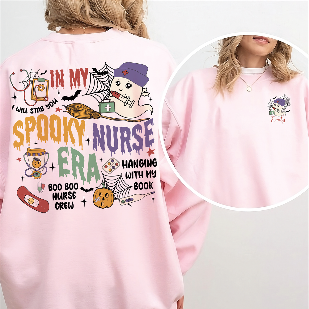 In My Spooky Nurse Era Sweatshirt, Spooky Nicu Nurse Halloween Ghost, Spooky Nurse Sweater, Spooky Halloween Nurse Life, Night Shift Nurse Unisex Sweatshirt white s