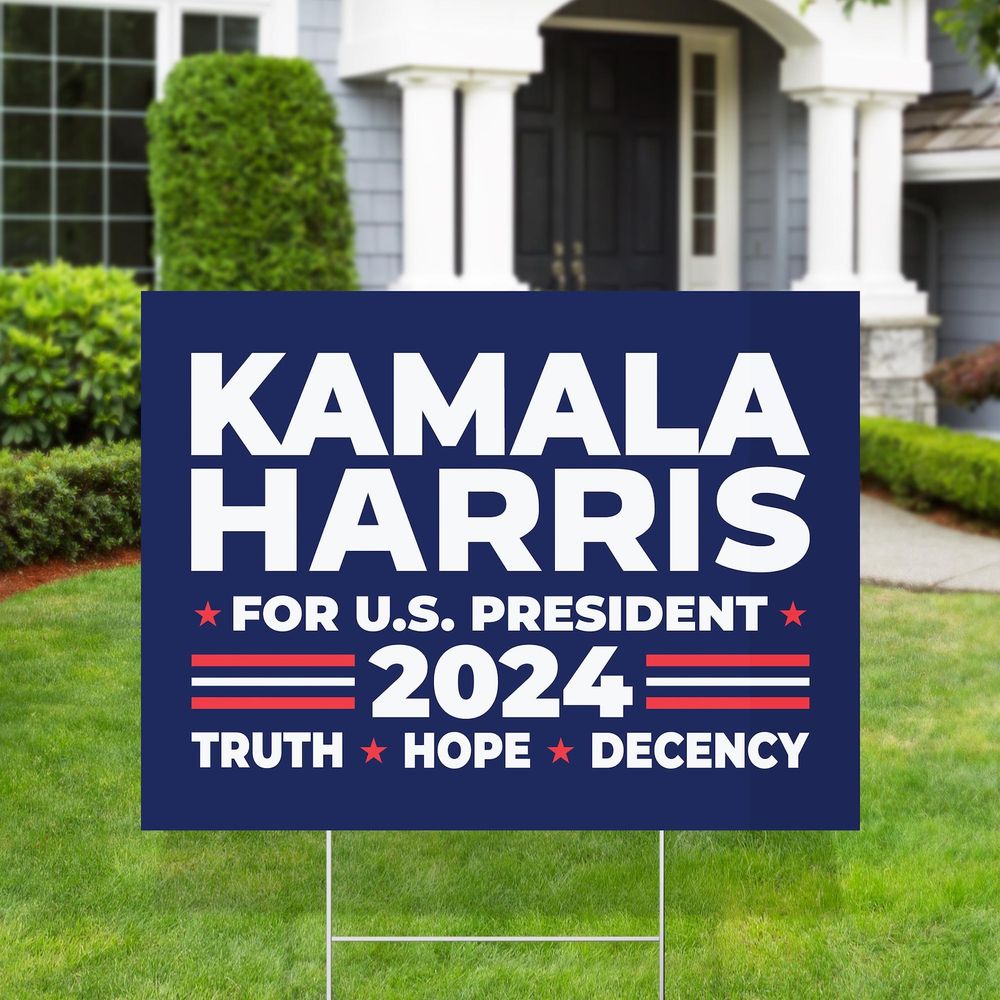Kamala Harris Yard Sign Made in USA Size Large With Stake YS63 Yard Sign white 1pack