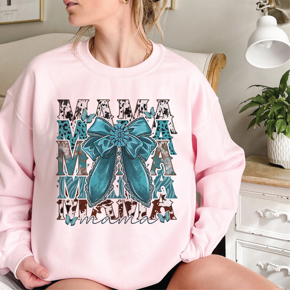 Coquette Mama Sweatshirt, Mama Christmas Sweatshirt, Coquette Bows Shirt, Pink Lover Gift, Coquette Styles, Custom Kids Name Shirt Unisex Sweatshirt white s