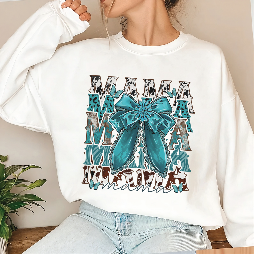 Coquette Mama Sweatshirt, Mama Christmas Sweatshirt, Coquette Bows Shirt, Pink Lover Gift, Coquette Styles, Custom Kids Name Shirt Unisex Sweatshirt white s