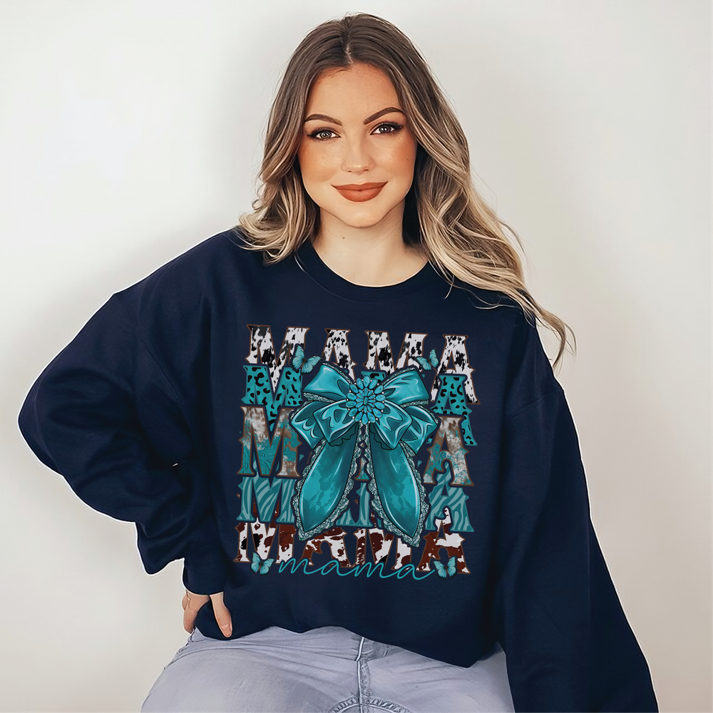 Coquette Mama Sweatshirt, Mama Christmas Sweatshirt, Coquette Bows Shirt, Pink Lover Gift, Coquette Styles, Custom Kids Name Shirt Unisex Sweatshirt white s