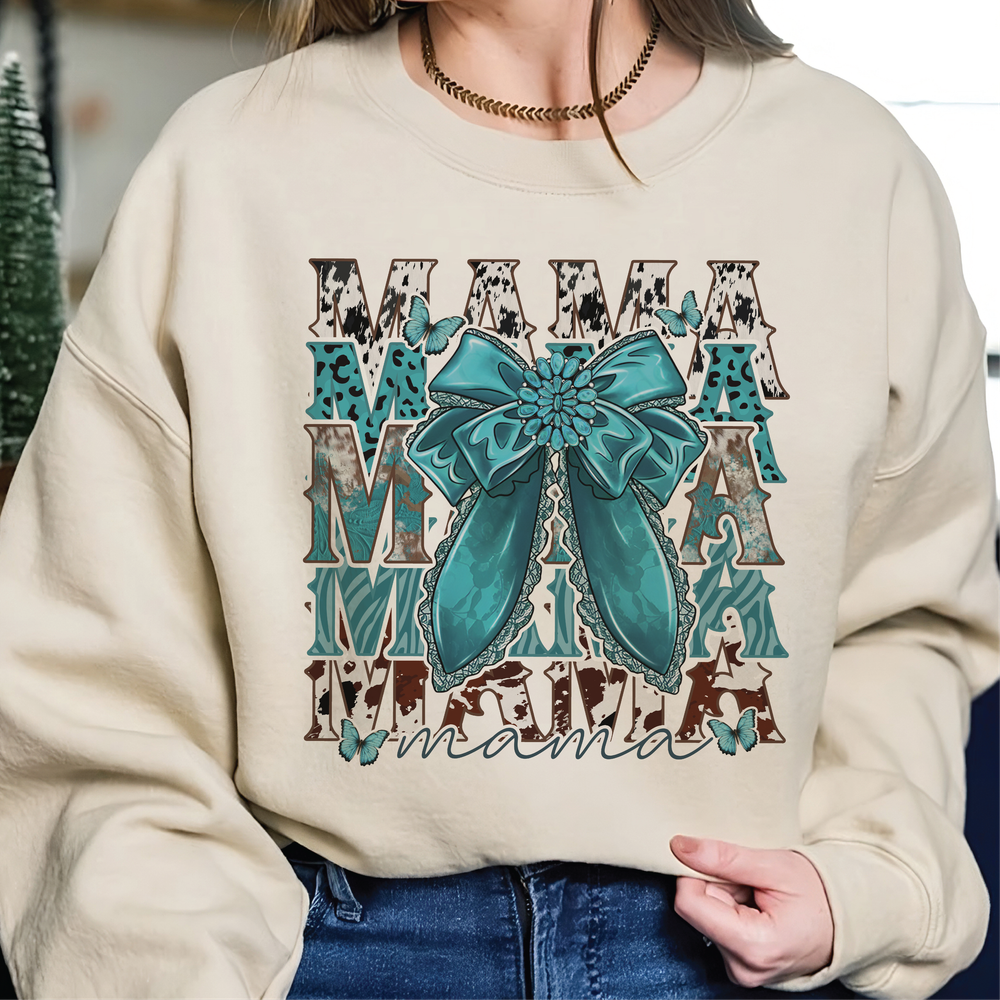 Coquette Mama Sweatshirt, Mama Christmas Sweatshirt, Coquette Bows Shirt, Pink Lover Gift, Coquette Styles, Custom Kids Name Shirt Unisex Sweatshirt white s