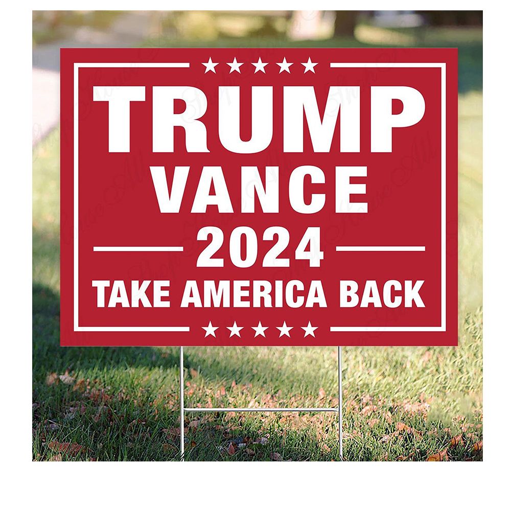 Trump Vance 2024 Yard Sign Made in USA Size Large With Stake YS105 Yard Sign white 1pack