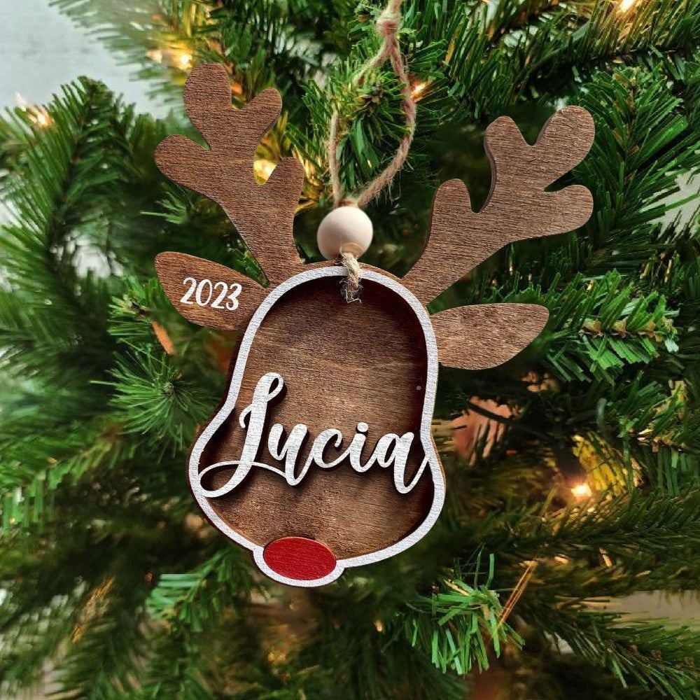 Personalize 2 layers wooden ornament - Deer Personalize 2 layers wooden ornament - Deer