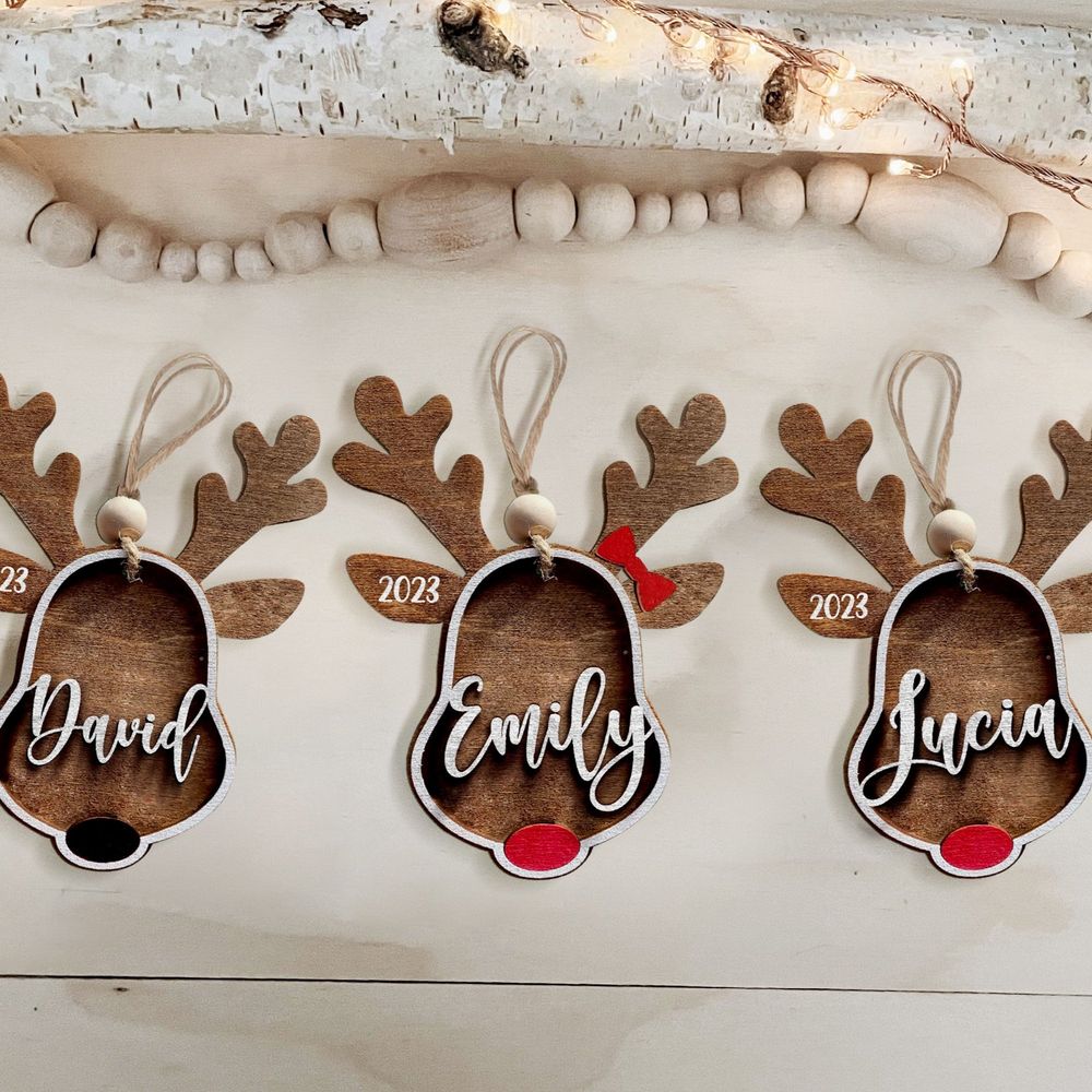 Personalize 2 layers wooden ornament - Deer Personalize 2 layers wooden ornament - Deer
