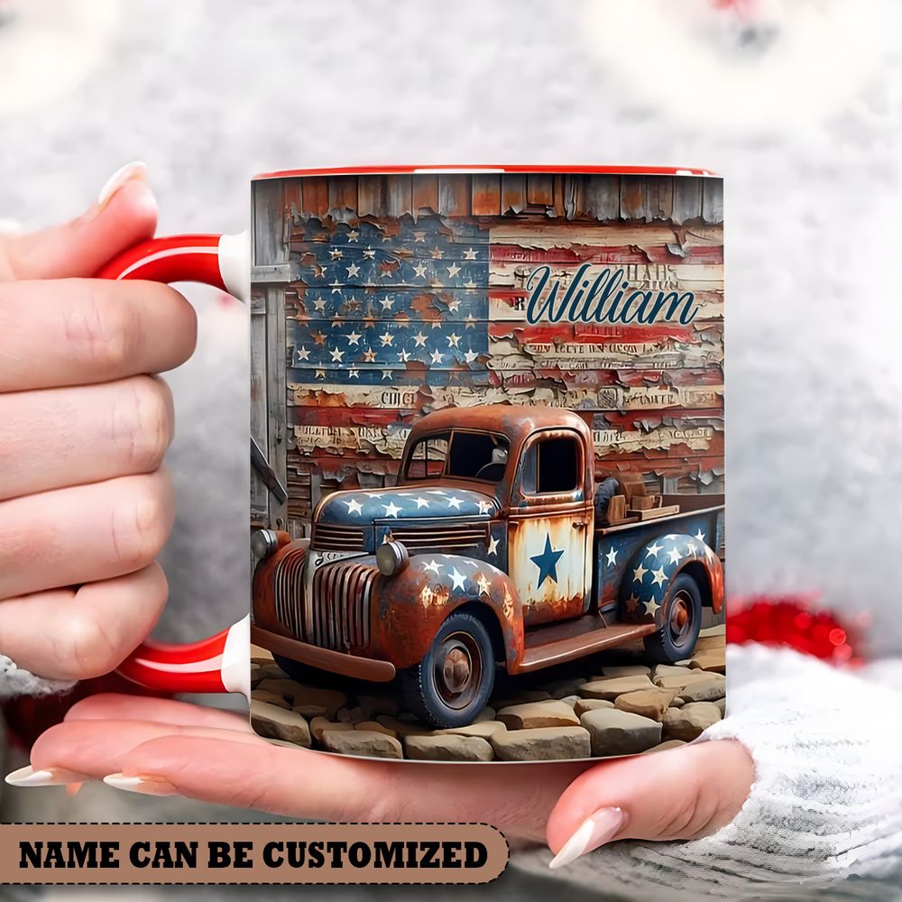 American Independence Day Truck Personalized Accent Mug