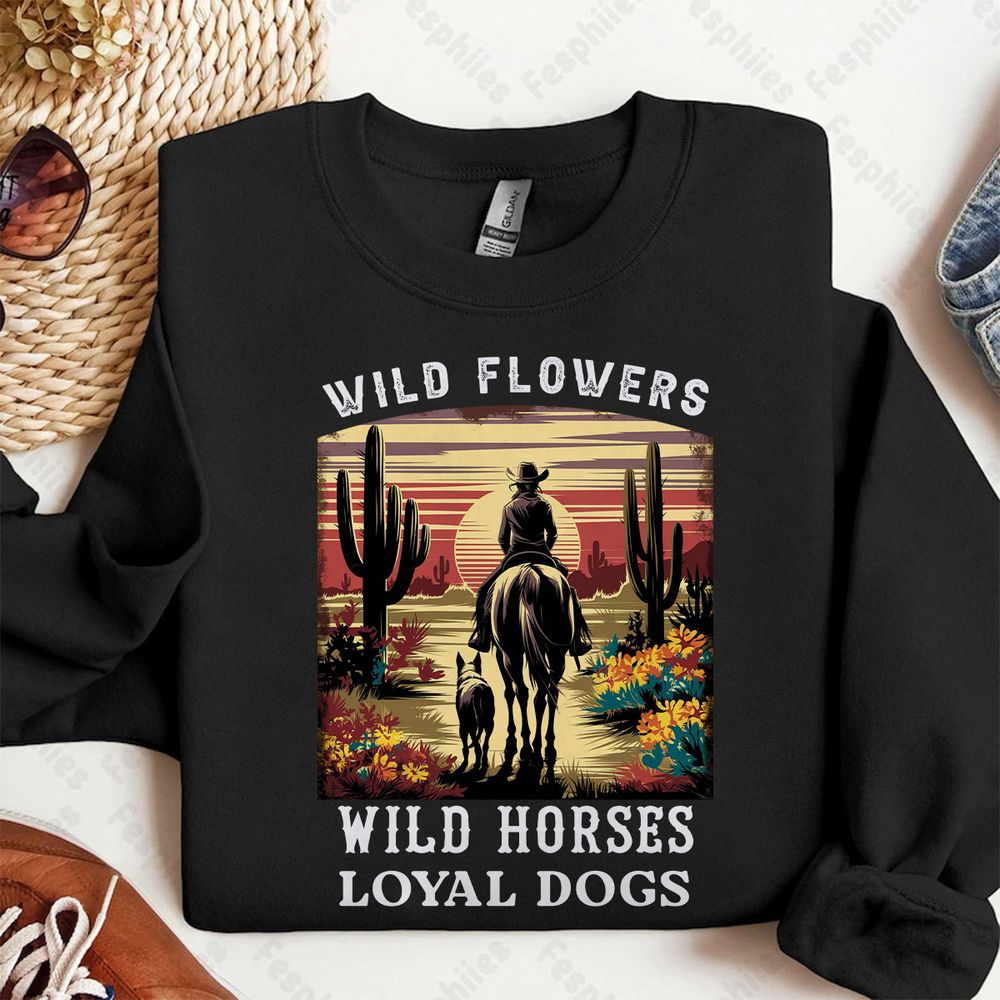 [UNIQUE] WILD FLOWERS WILD HORSE LOYAL DOGS 3