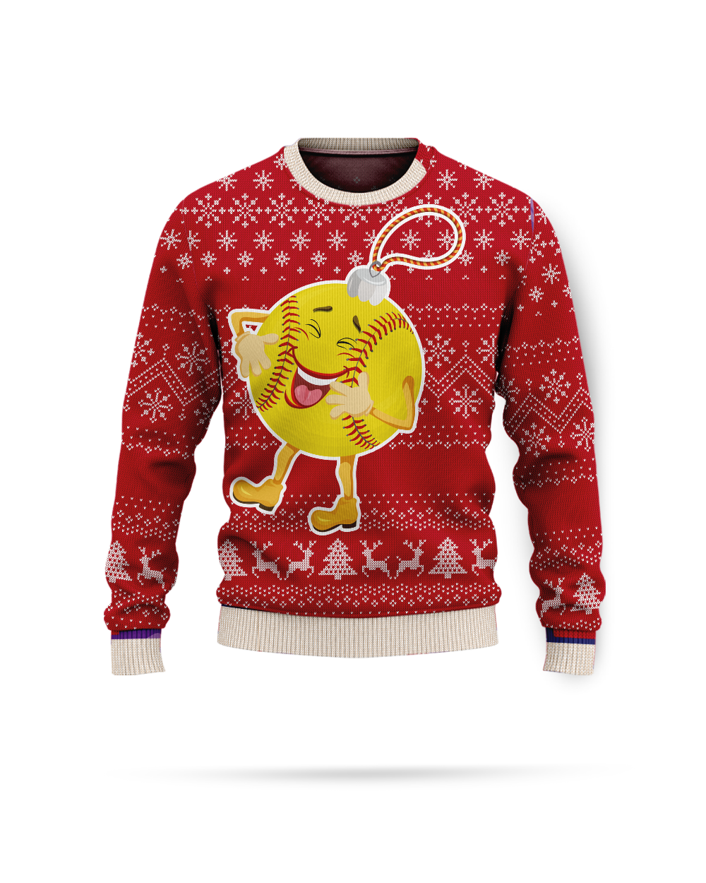 Ugly Christmas Sweaters for Softball Lovers AOP Ugly Sweater 2 white s