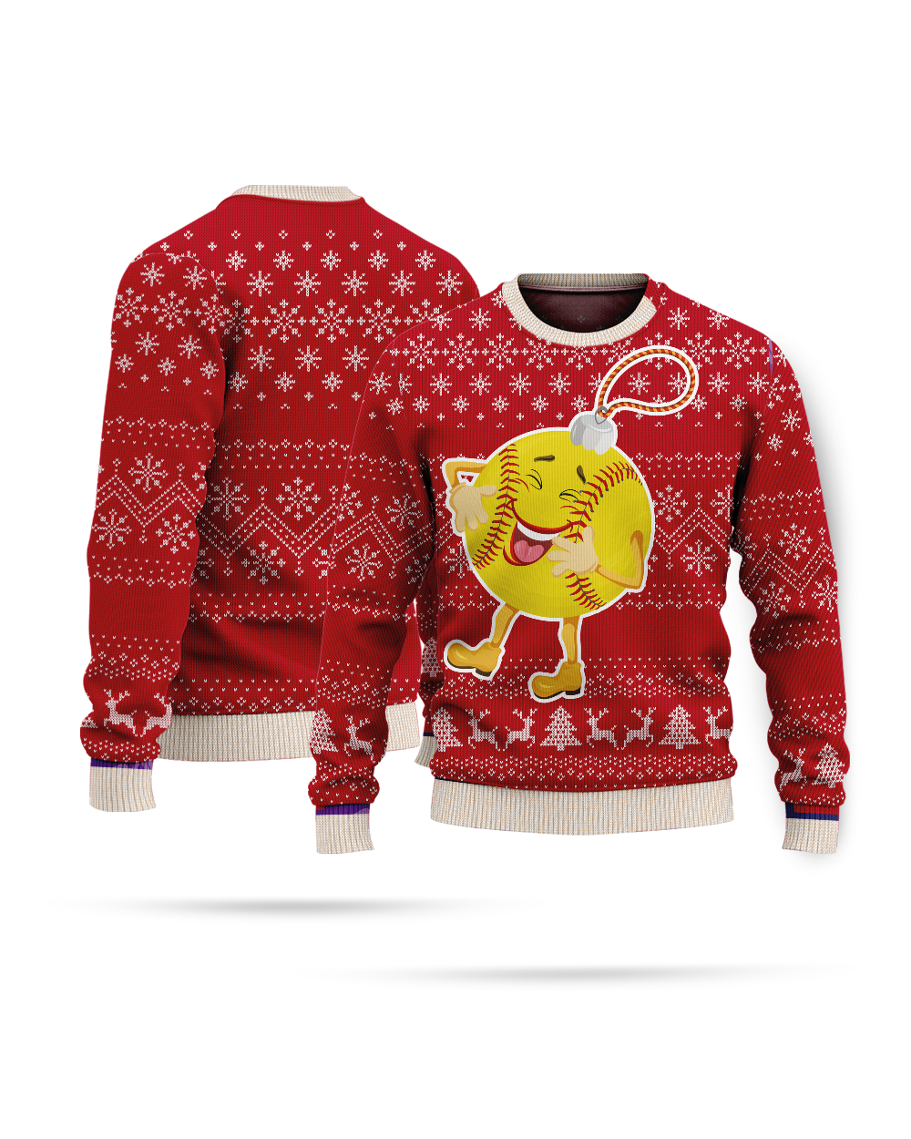 Ugly Christmas Sweaters for Softball Lovers AOP Ugly Sweater 2 white s